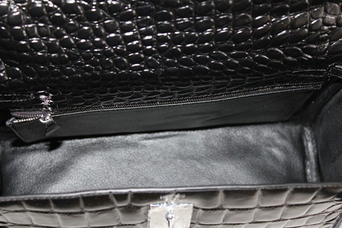 7A Replica Hermes Kelly 32cm Crocodile Veins Leather Bag Black HC0001 - Click Image to Close